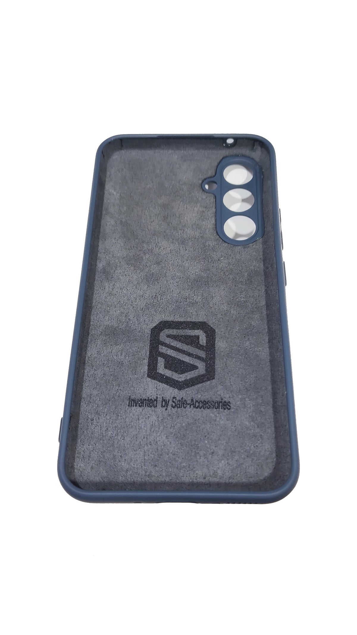 Blue Samsung Galaxy A54 EMF protection case inside rear view