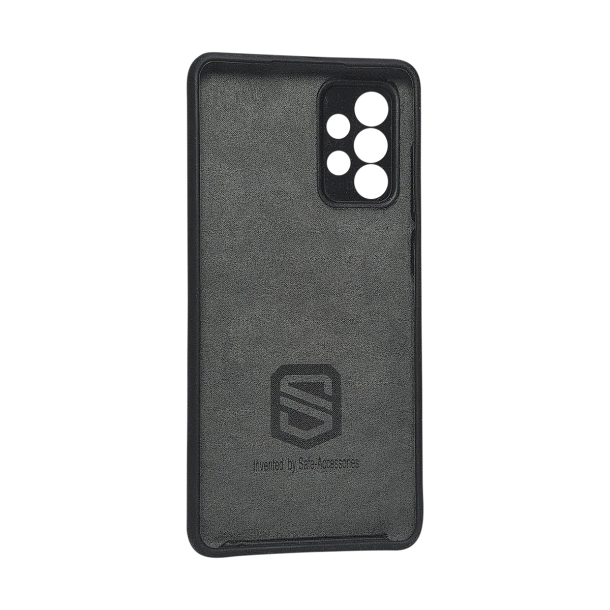 Black Samsung Galaxy A72 Safe-Case interior rear view with inner Safe Accessories branding
