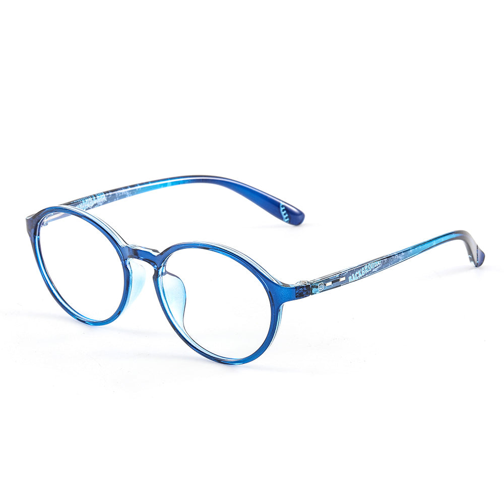 Blue modern anti-blue light glasses.