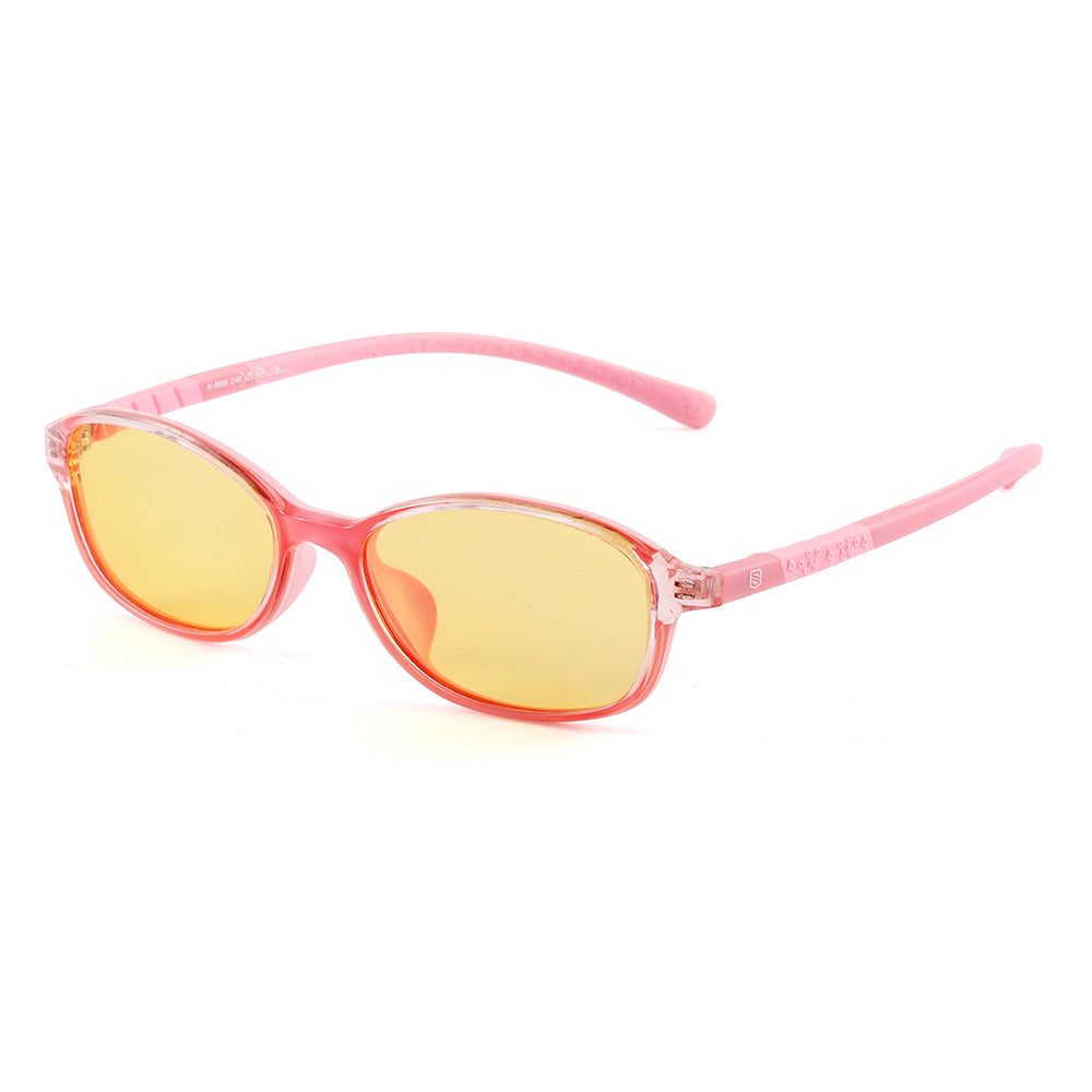 Yellow lens anti blue light glasses with pink frame