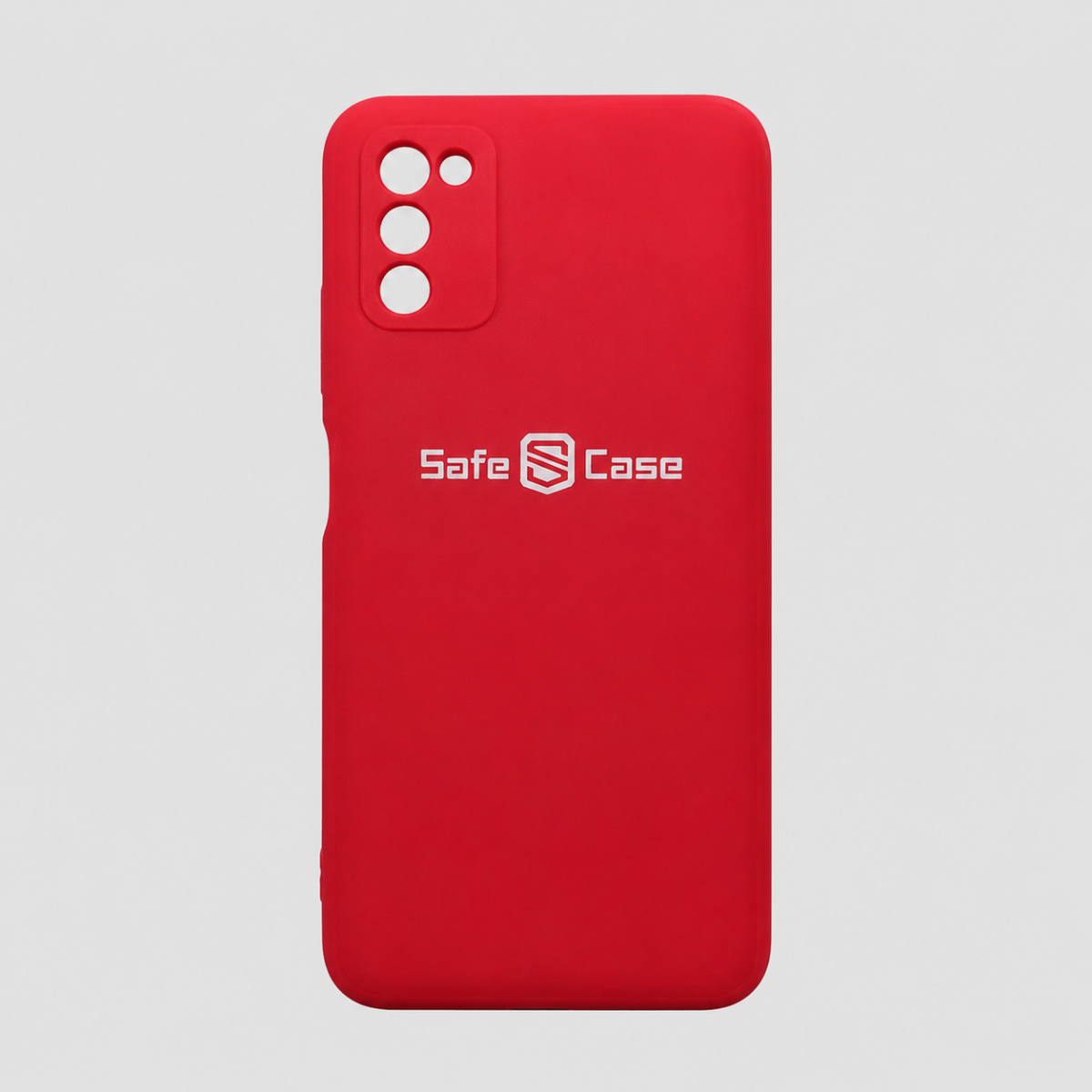 Red phone case with 'Safe Case' logo on a white background