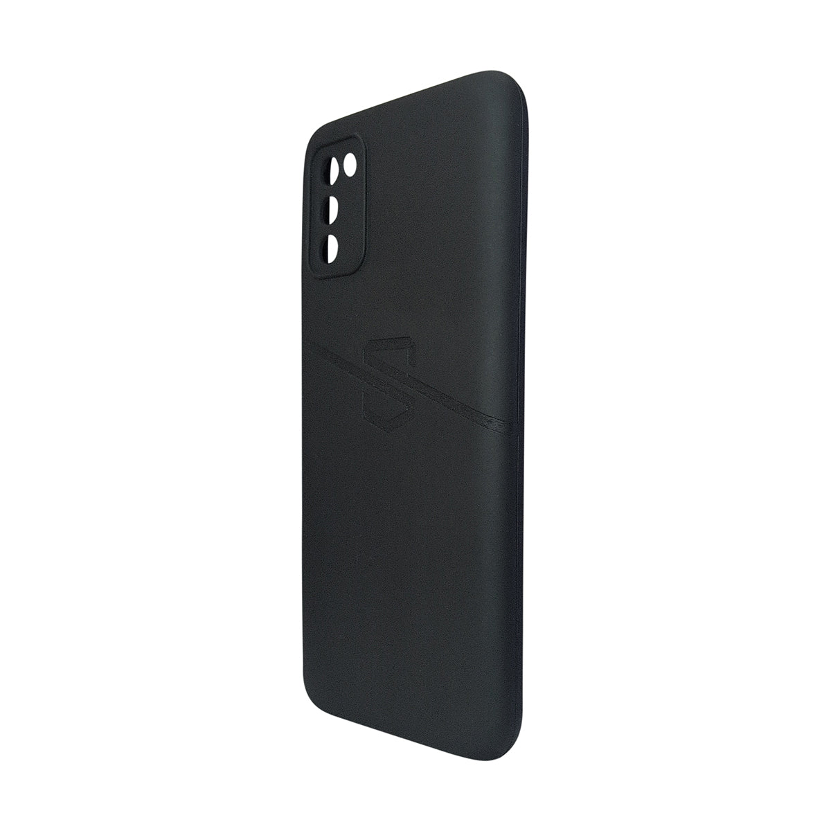 Black phone case with a brand logo on a white background