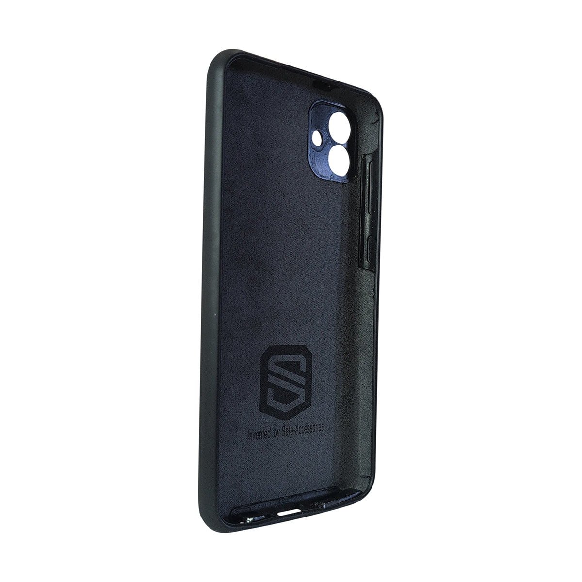 inside look of Black phone case with a brand logo on a white background