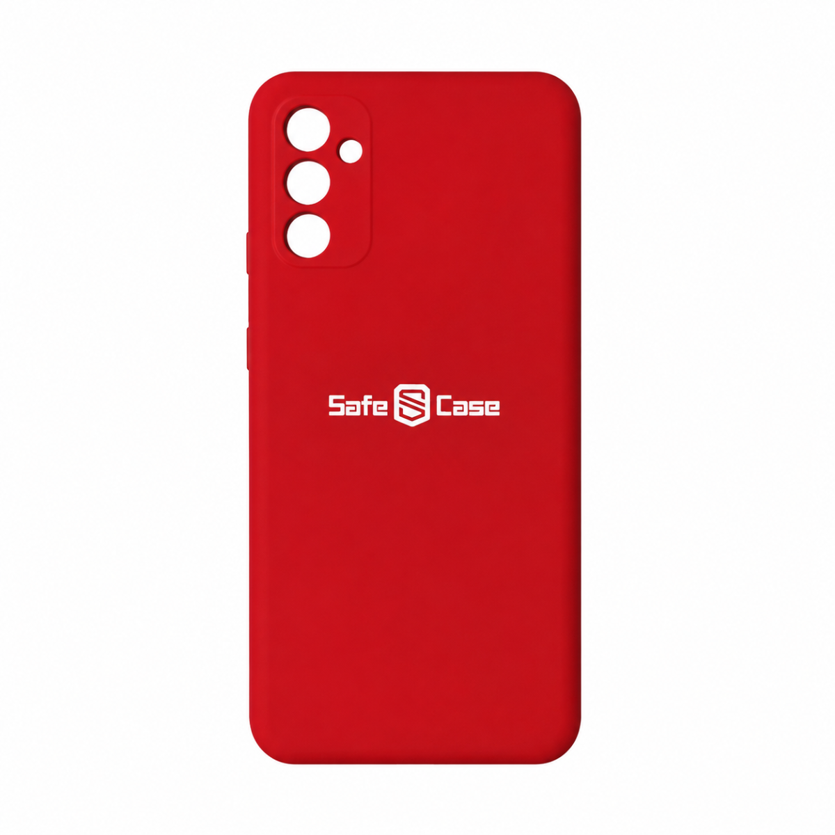 Red phone case with 'Safe Case' logo on a white background