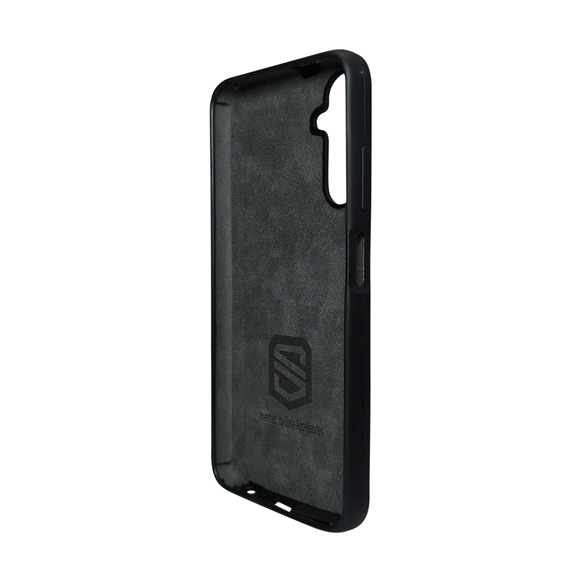 Black phone case with SAFE-CASE logo on a white background