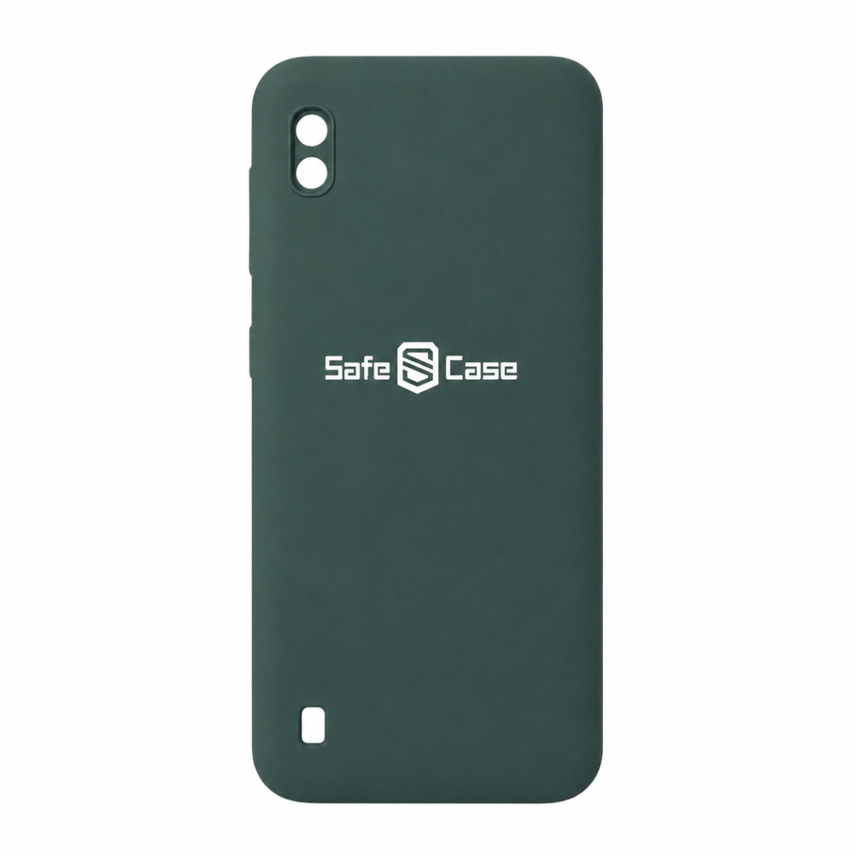 Green phone case with 'Safe Case' logo on a white background