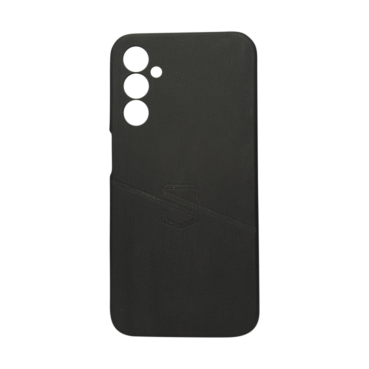 A black textured phone case for A24 , designed for a smartphone with a triple-camera cutout, shown on a plain white background.
