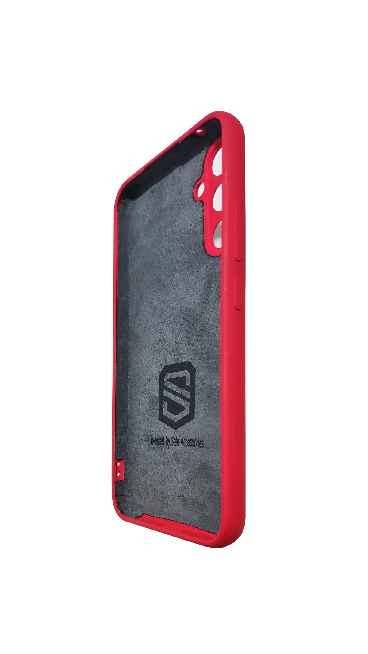 Red Samsung Galaxy A34 anti-radiation case side angle view