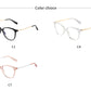 Color choice of anti-blue light glasses: Black, gold, and no-color (transparent) frames.