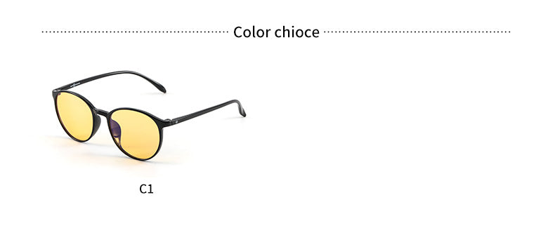 Yellow anti-blue light glasses black frame.