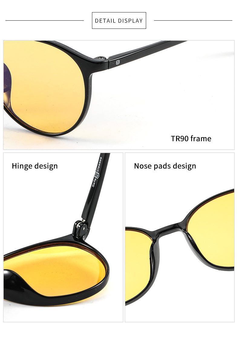 Yellow-lens safety glasses.