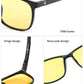 A close-up view of a pair of yellow-lens anti-blue light glasses.