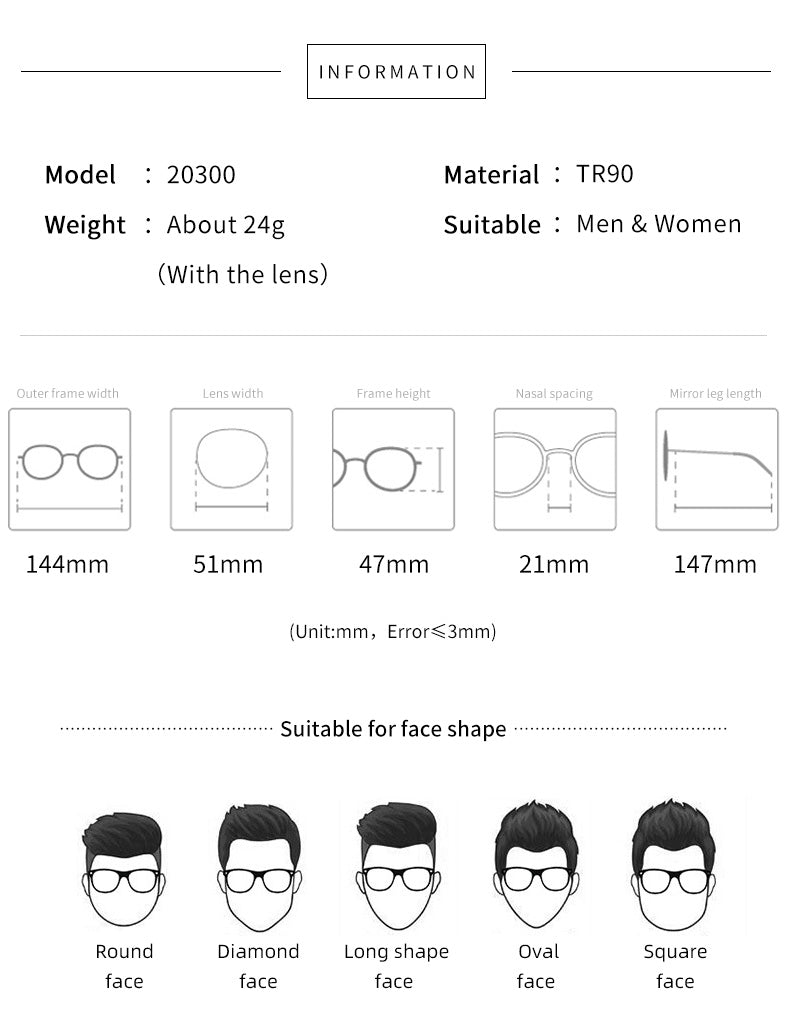 A variety of different glasses frames that can fit on different face shapes.