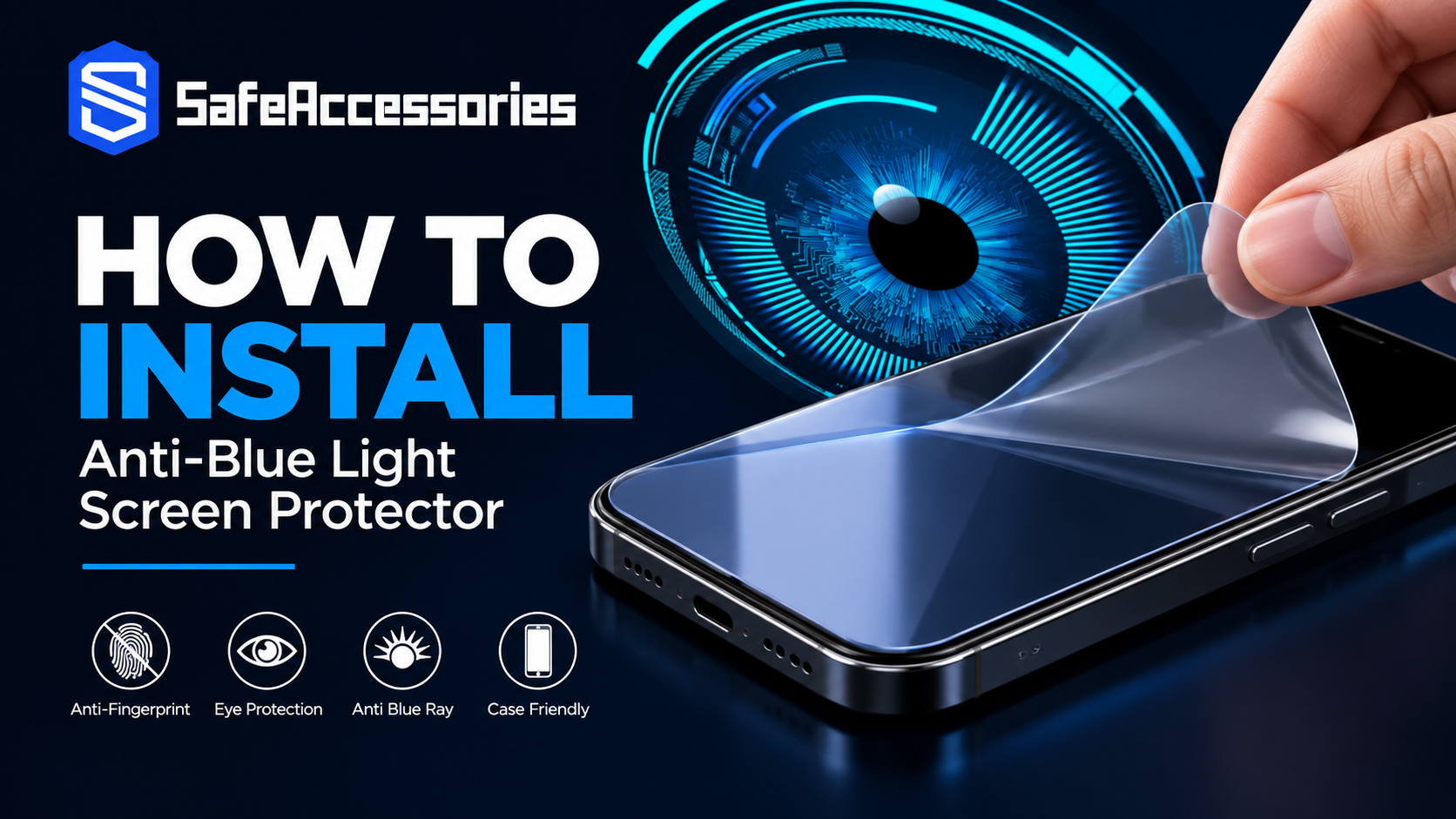 Safe Accessories anti-blue light hydrogel screen protector installation tutorial