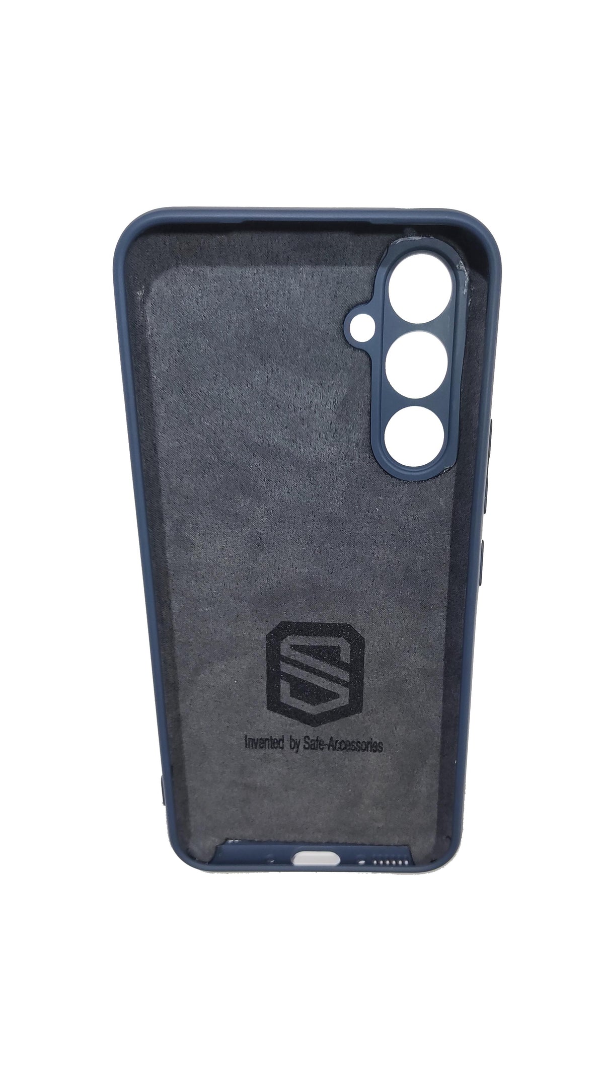 Blue Samsung Galaxy A54 EMF protection case inside rear view