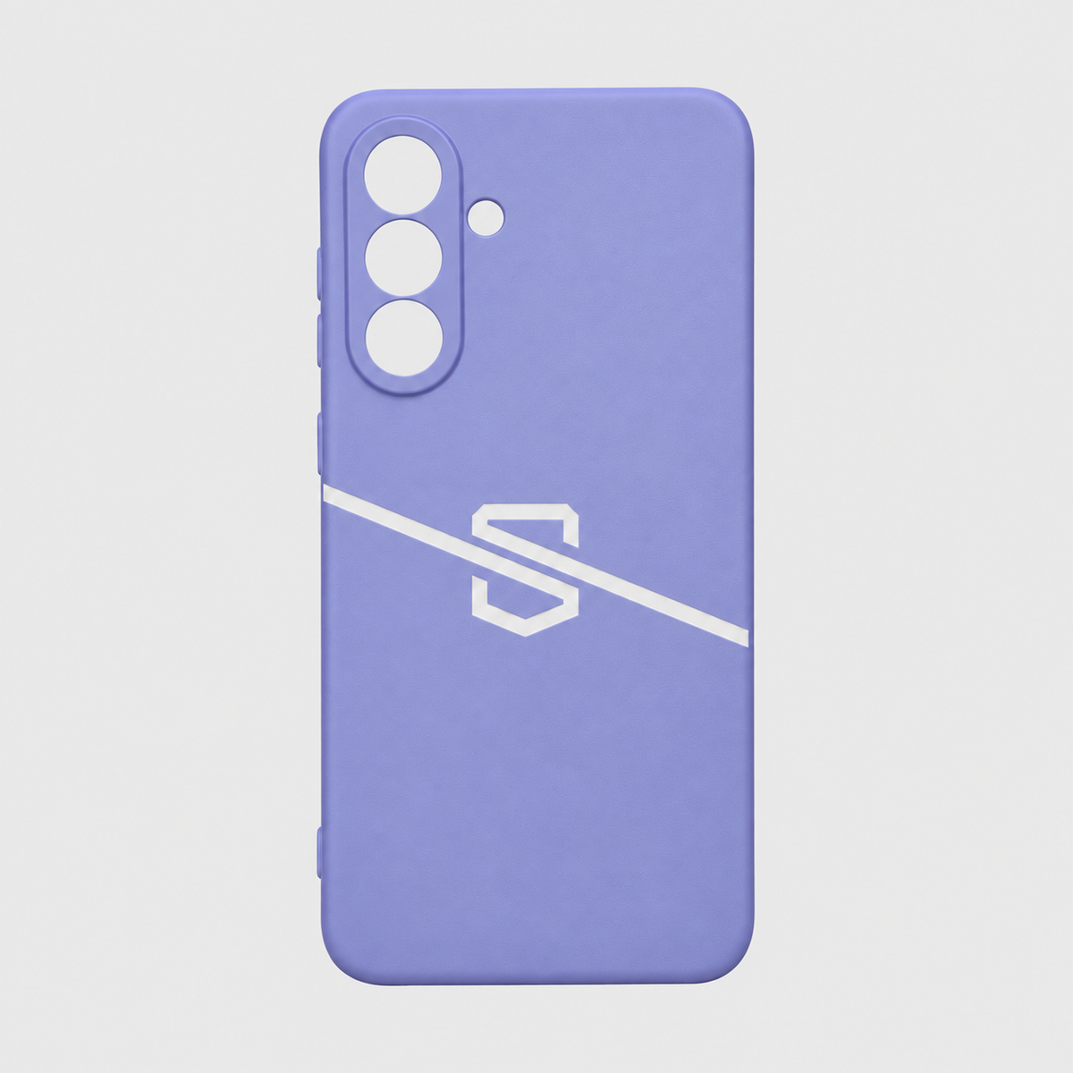 Samsung Galaxy A54 Safe Case in lilac color with white geometric S logo and diagonal stripe, front view