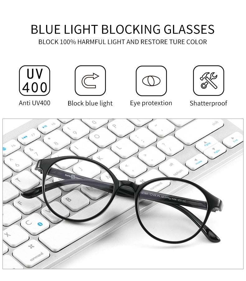 Stylish anti-blue light glasses.